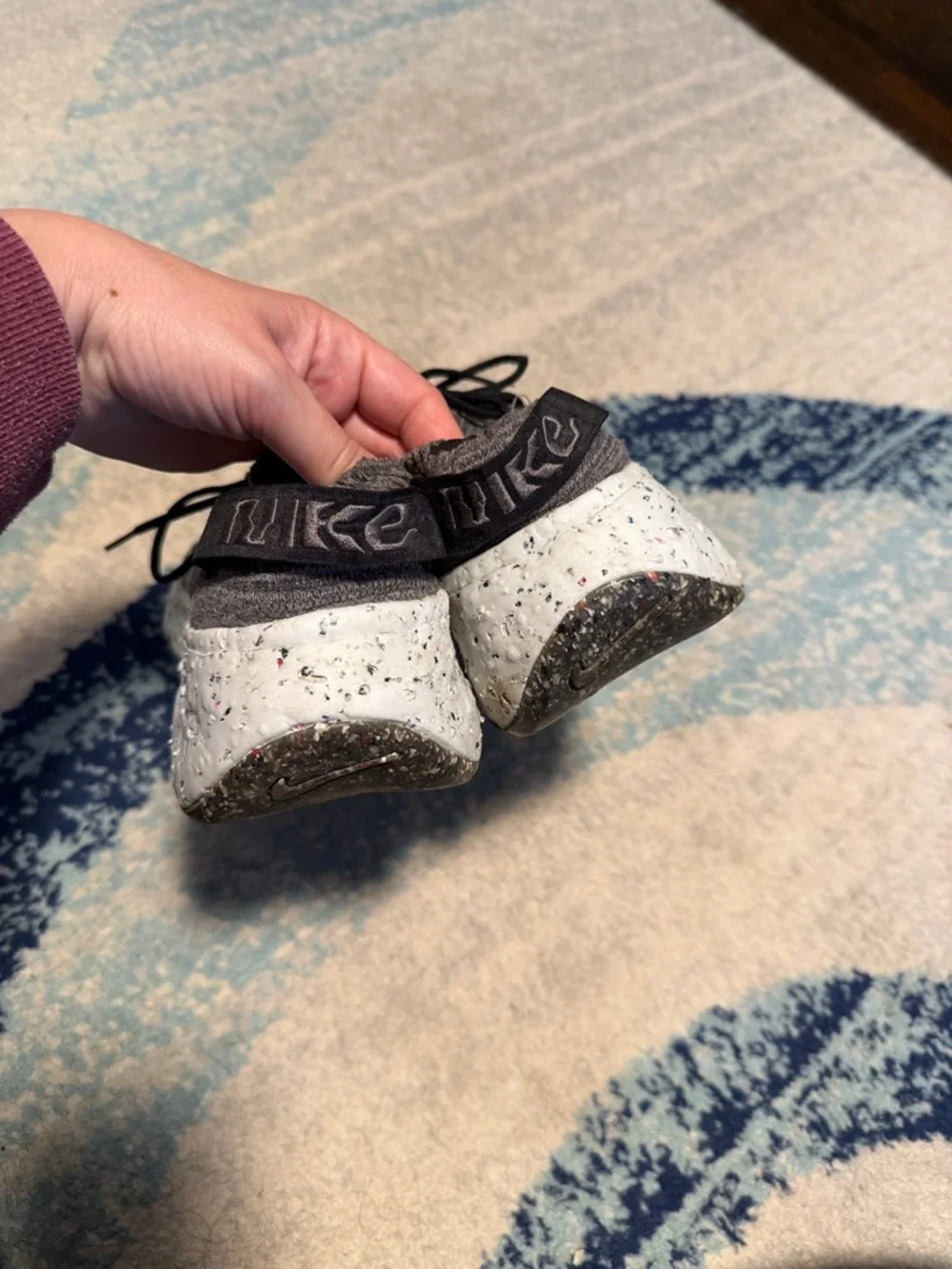 Nike Grey Flyknit Sneakers with Orange Tongue Tab - Picture 4 of 4